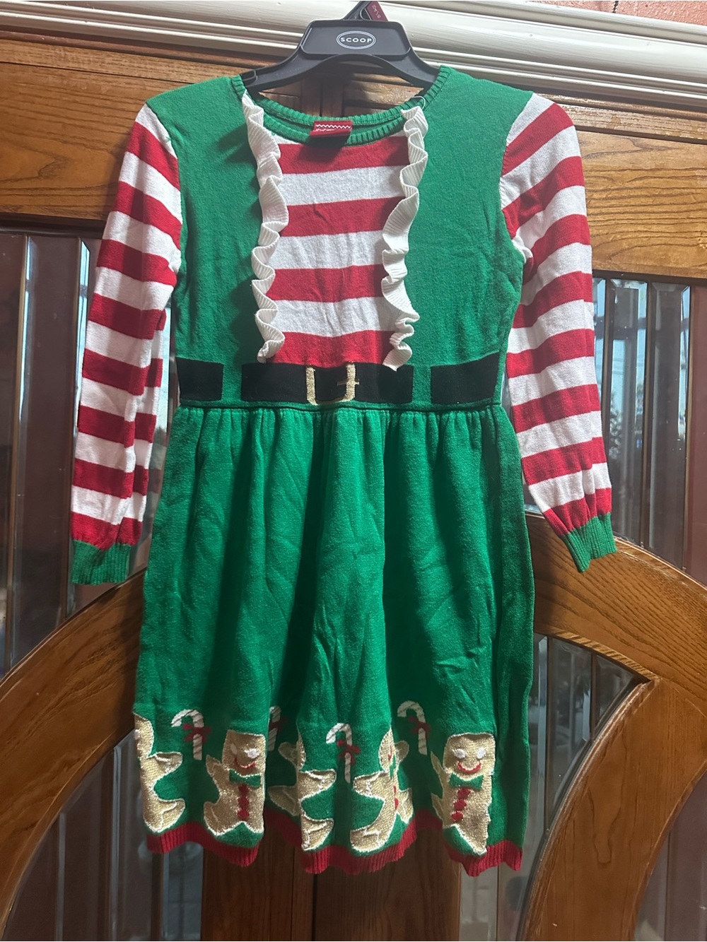Festive Kids Green and Red Elf-Inspired Dress